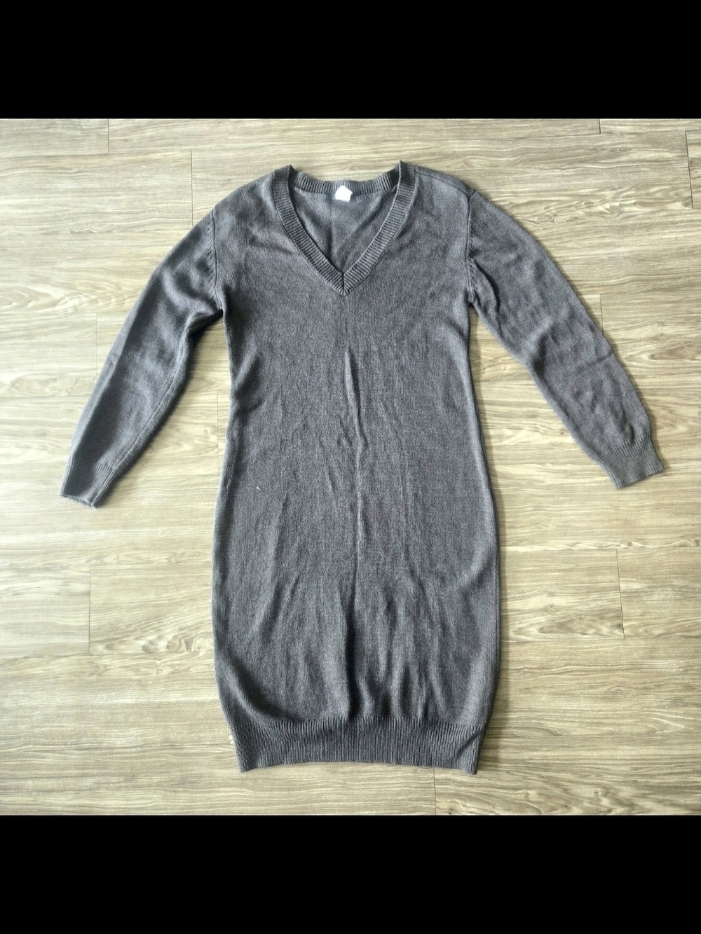 Melrose and Market Charcoal Gray V-Neck Sweater Dress